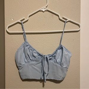 Kendall & Kylie Blue Tie Cropped Tank Top